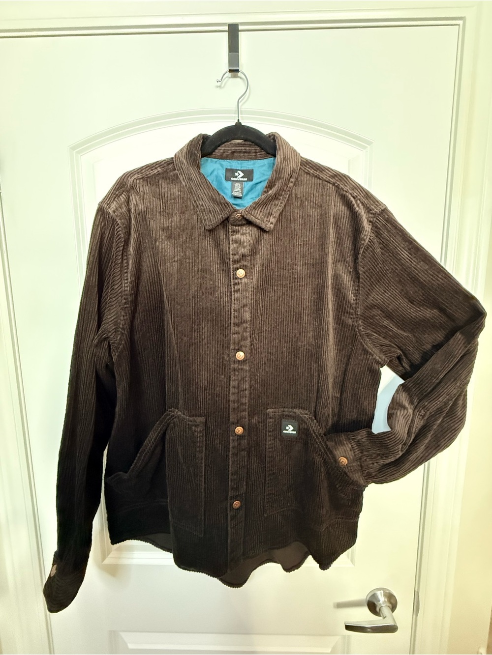 Converse XL Unisex Chocolate Brown Corduroy   Shacket Overshirt - 100% Cotton
